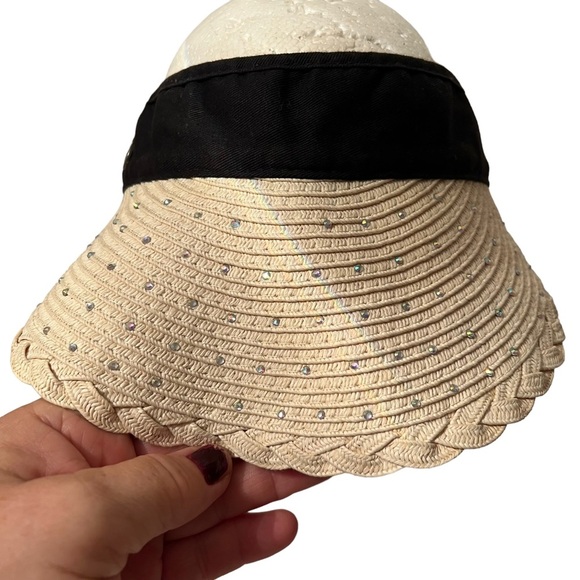 Maggie Lane Adjustable Hat Visor Sequins with Black Bow - Picture 8 of 8